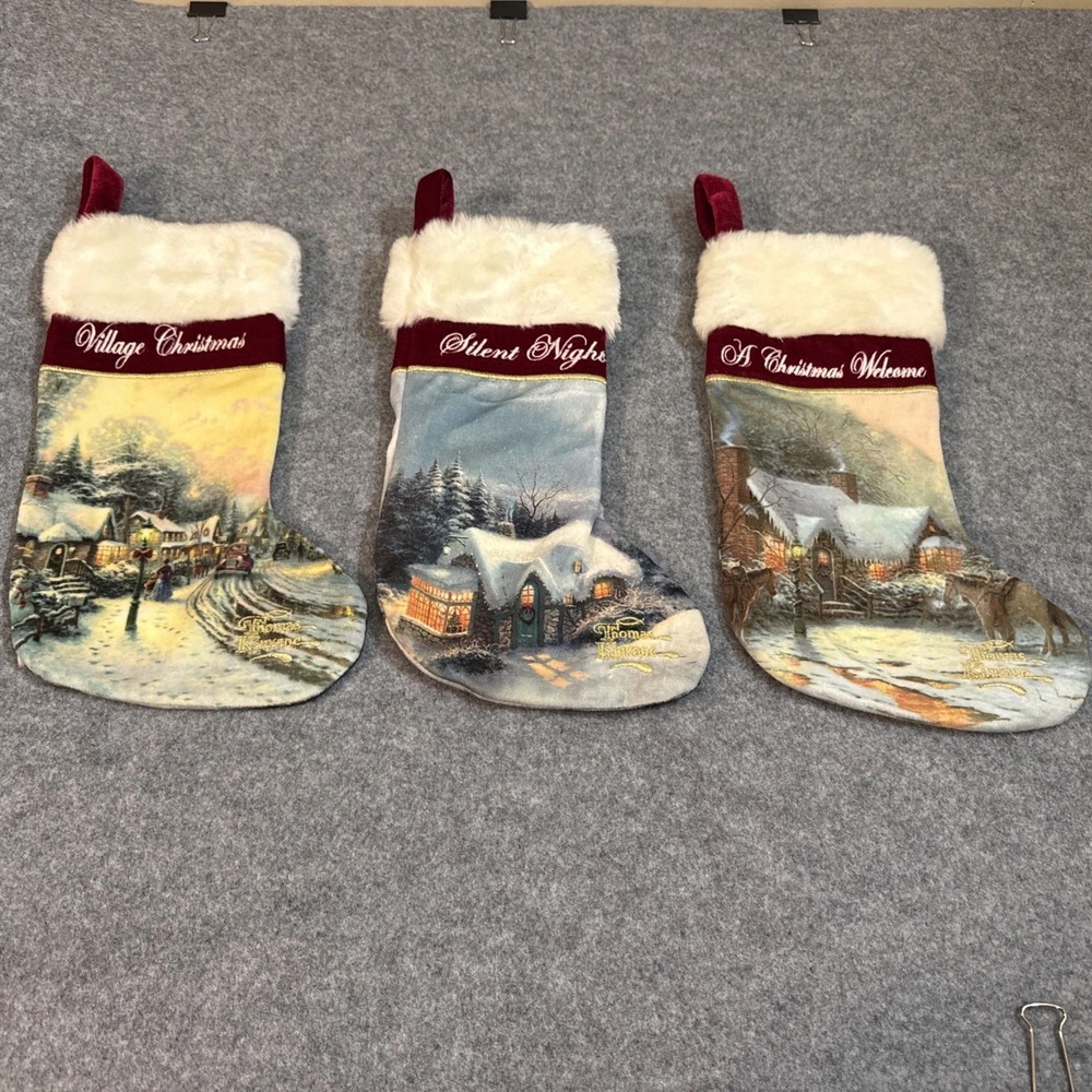 Thomas Kincade Christmas Stockings Set Of 3 Made In Folsom California
